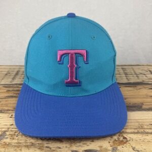 Vintage Texas Rangers Hat Cap Snap Back Mens One Size Teal Blue MLB Baseball '47